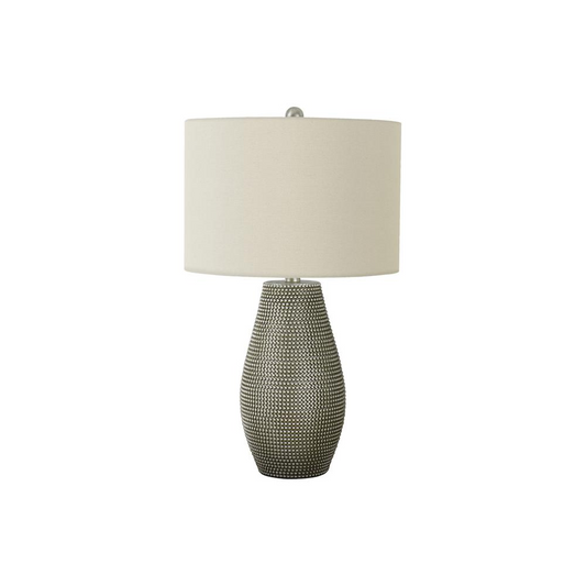 Lighting, 24"H, Table Lamp, Grey Resin, Ivory / Cream Shade, Contemporary