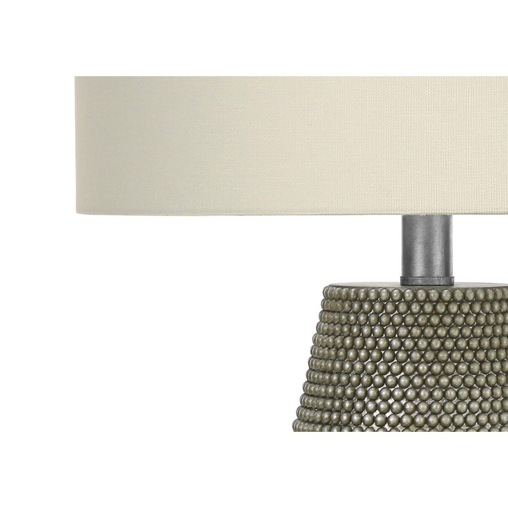 Lighting, 24"H, Table Lamp, Grey Resin, Ivory / Cream Shade, Contemporary