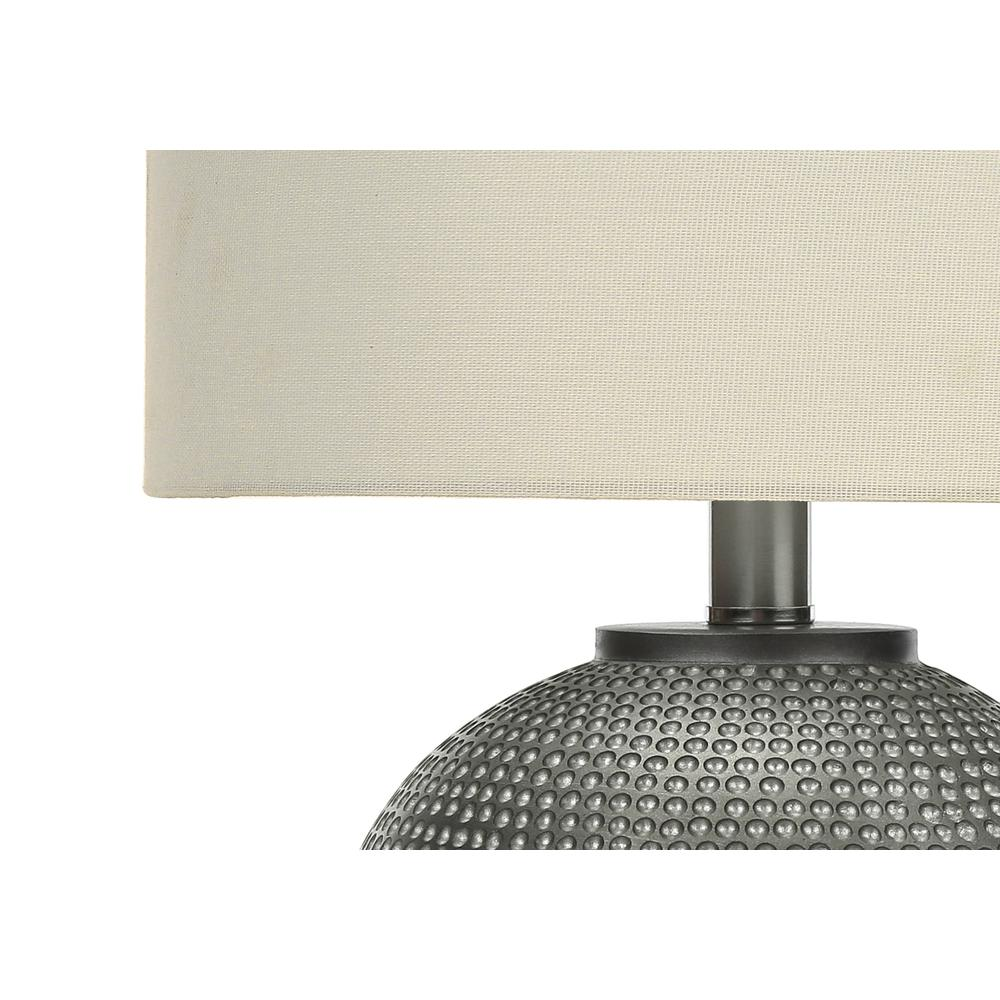 Lighting, 19"H, Table Lamp, Grey Resin, Ivory / Cream Shade, Modern