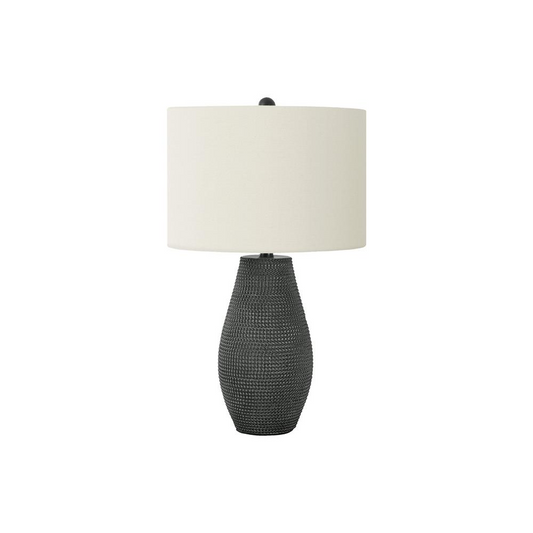 Lighting, 24"H, Table Lamp, Black Resin, Ivory / Cream Shade, Contemporary