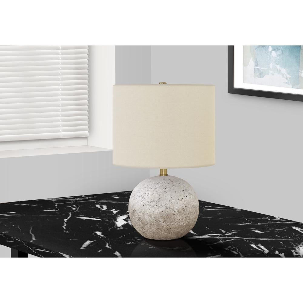 Lighting, 20"H, Table Lamp, Grey Concrete, Ivory / Cream Shade, Contemporary