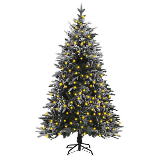 Artificial Pre-lit Christmas Tree with Flocked Snow 70.9" PVC&PE