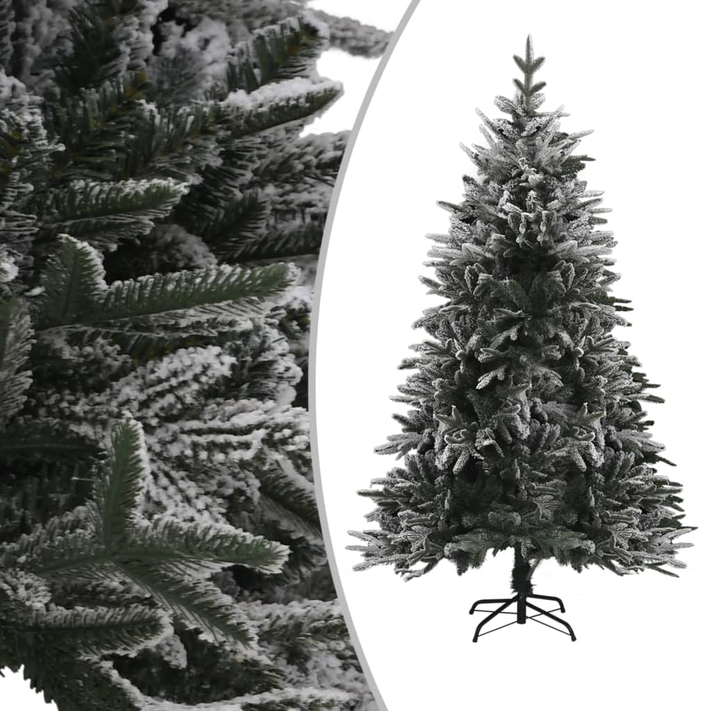 Artificial Pre-lit Christmas Tree with Flocked Snow 70.9" PVC&PE