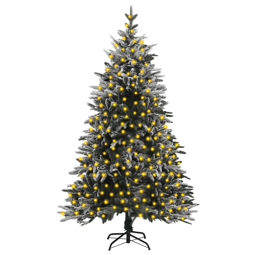 Artificial Pre-lit Christmas Tree with Flocked Snow 82.7" PVC&PE