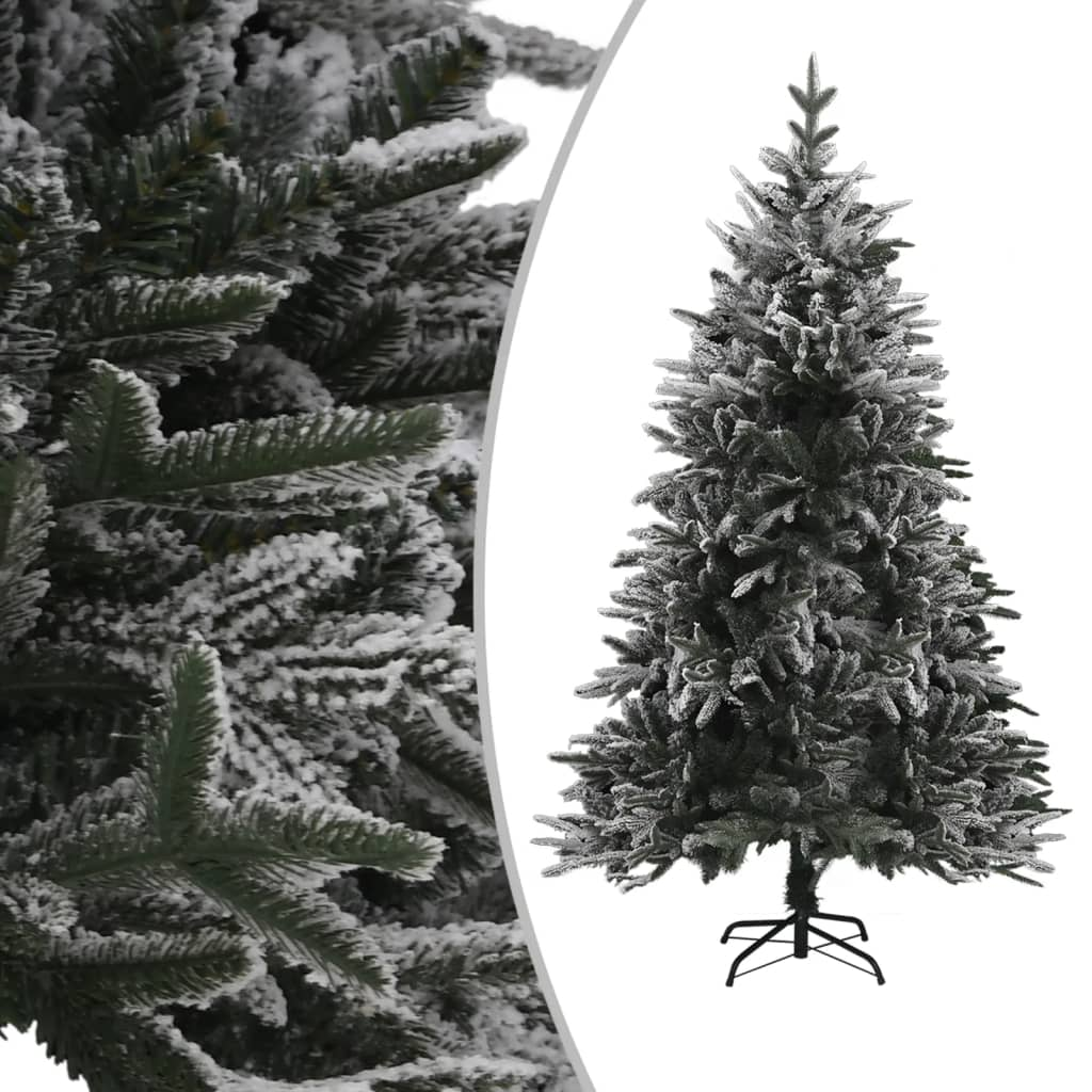 Artificial Pre-lit Christmas Tree with Flocked Snow 82.7" PVC&PE