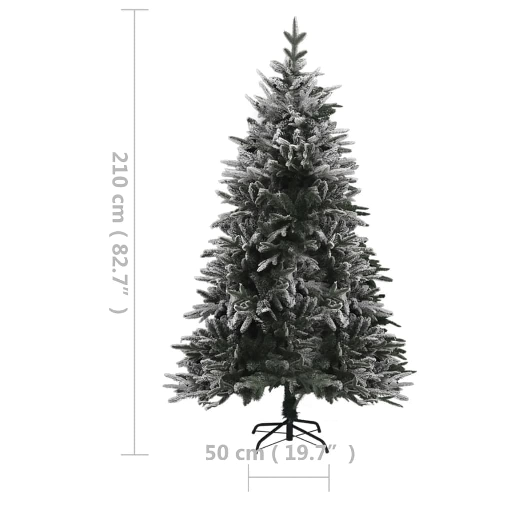 Artificial Pre-lit Christmas Tree with Flocked Snow 82.7" PVC&PE