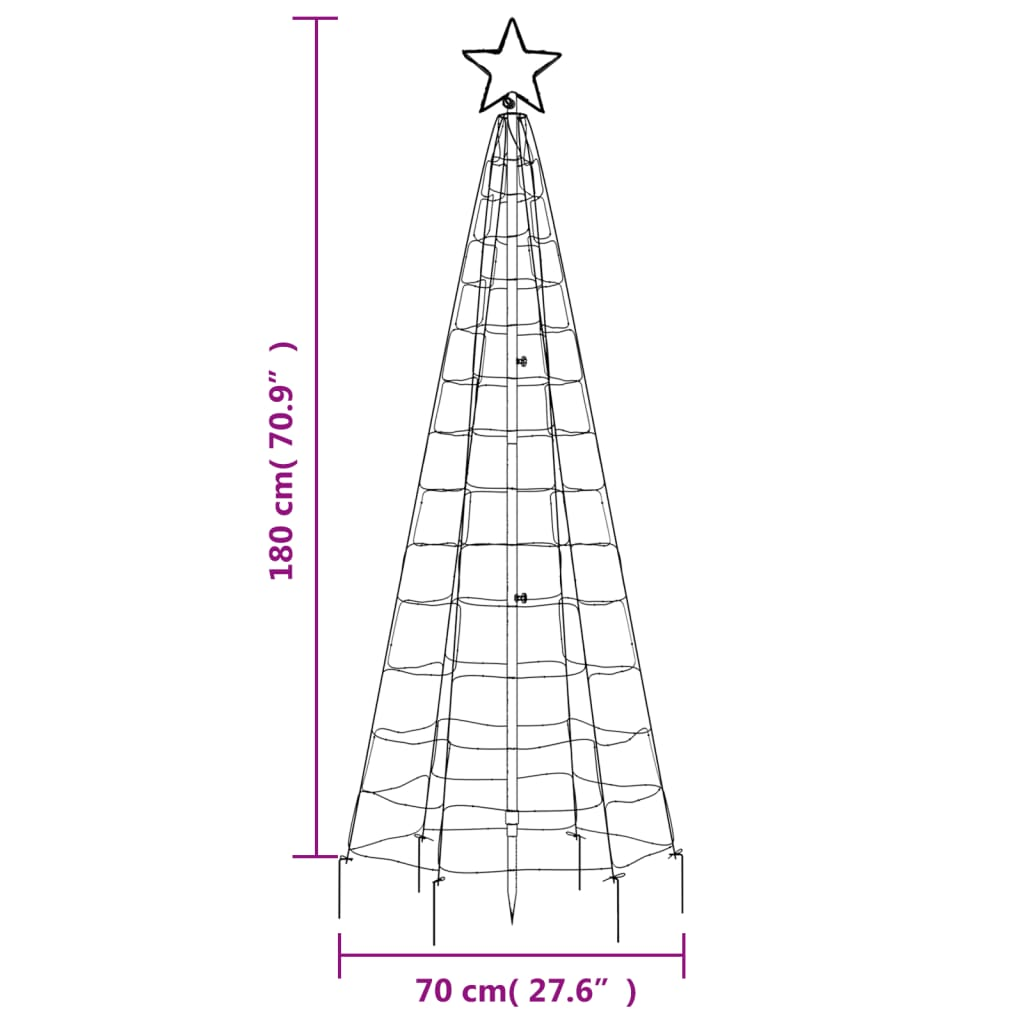 Christmas Tree Light with Spikes 220 LEDs Cold White 70.9"