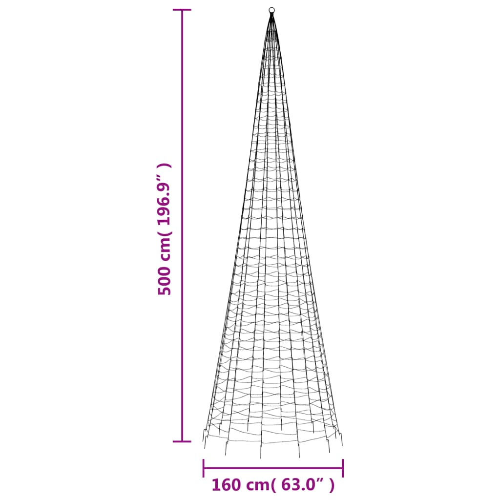 vidaXL Christmas Tree Light Cone 1554 LEDs Colorful 196.9"