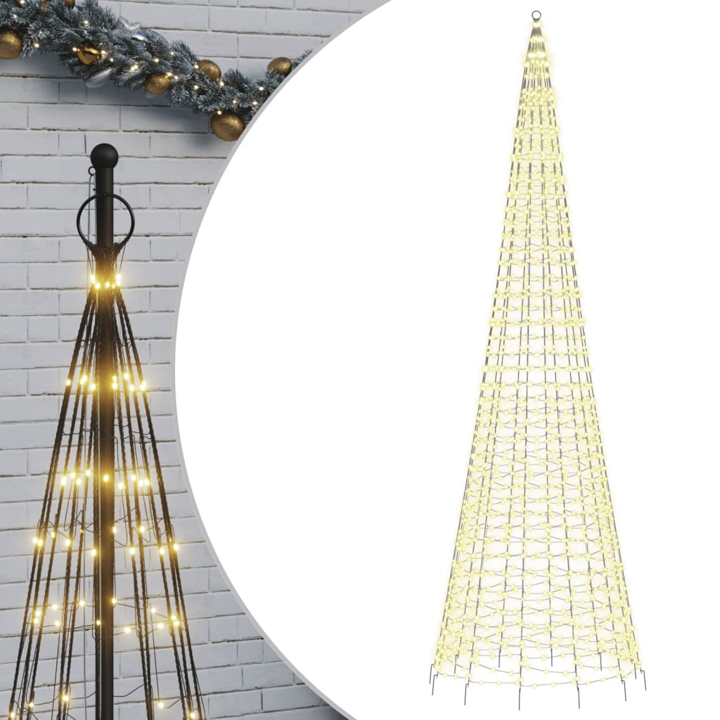 Christmas Tree Light on Flagpole 1534 LEDs Warm White 196.9"