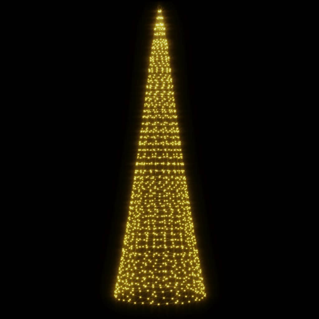 Christmas Tree Light on Flagpole 1534 LEDs Warm White 196.9"