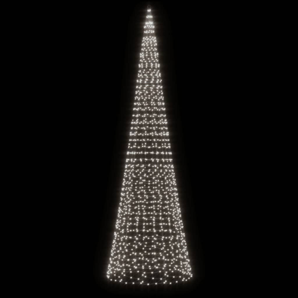 Christmas Tree Light on Flagpole 1534 LEDs Cold White 196.9"