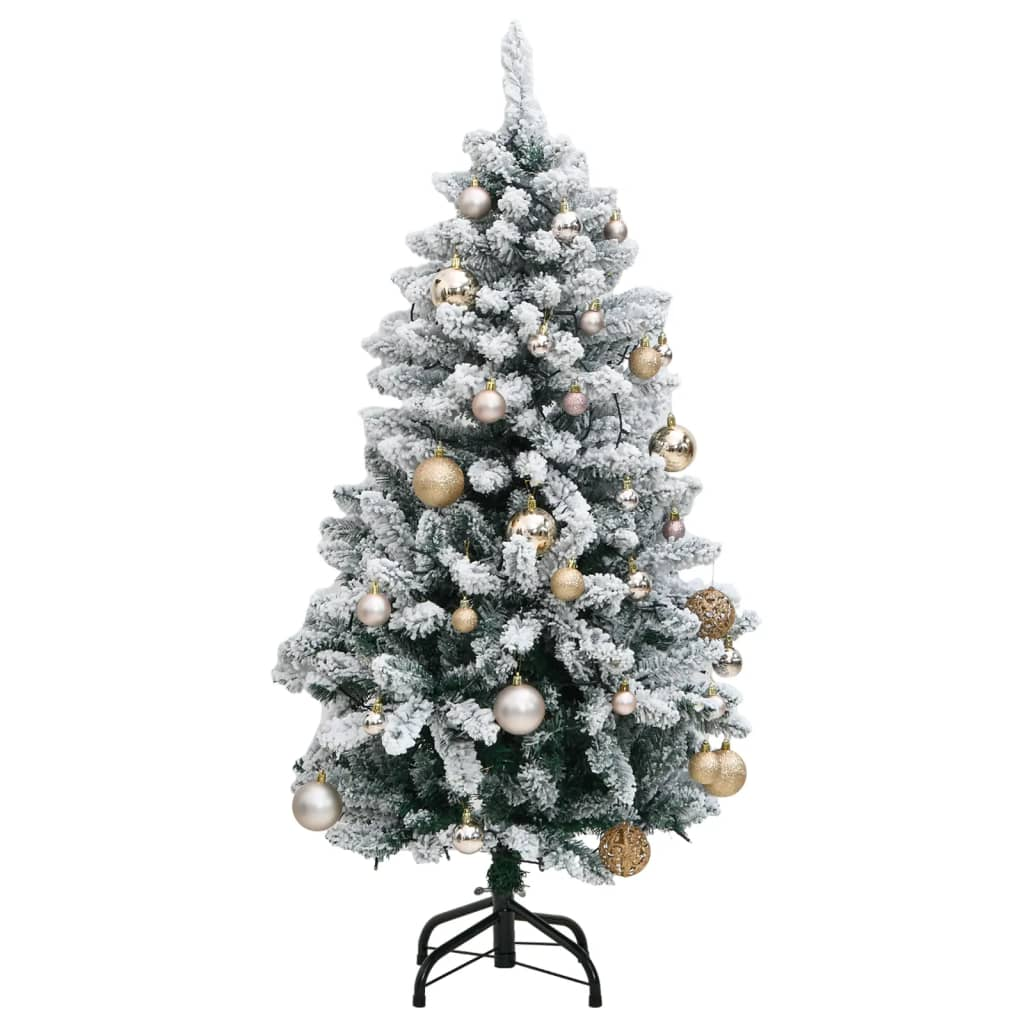 Artificial Hinged Christmas Tree 150 LEDs & Ball Set 59.1"