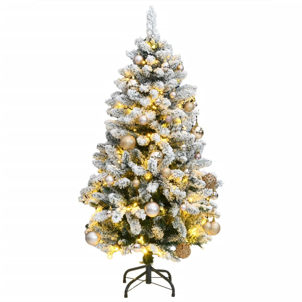 Artificial Hinged Christmas Tree 150 LEDs & Ball Set 47.2"