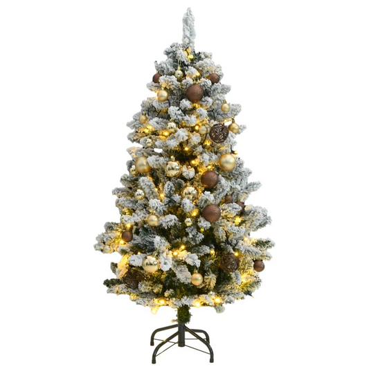 vidaXL Artificial Hinged Christmas Tree 150 LEDs & Ball Set 47.2"