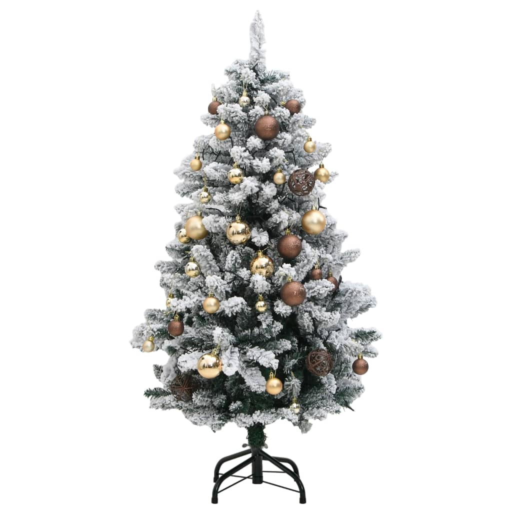 vidaXL Artificial Hinged Christmas Tree 150 LEDs & Ball Set 47.2"