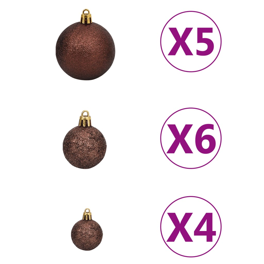 vidaXL Artificial Hinged Christmas Tree 150 LEDs & Ball Set 47.2"