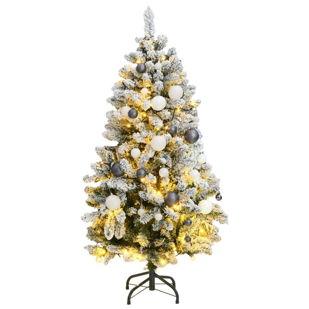 vidaXL Artificial Hinged Christmas Tree 150 LEDs & Ball Set 59.1"