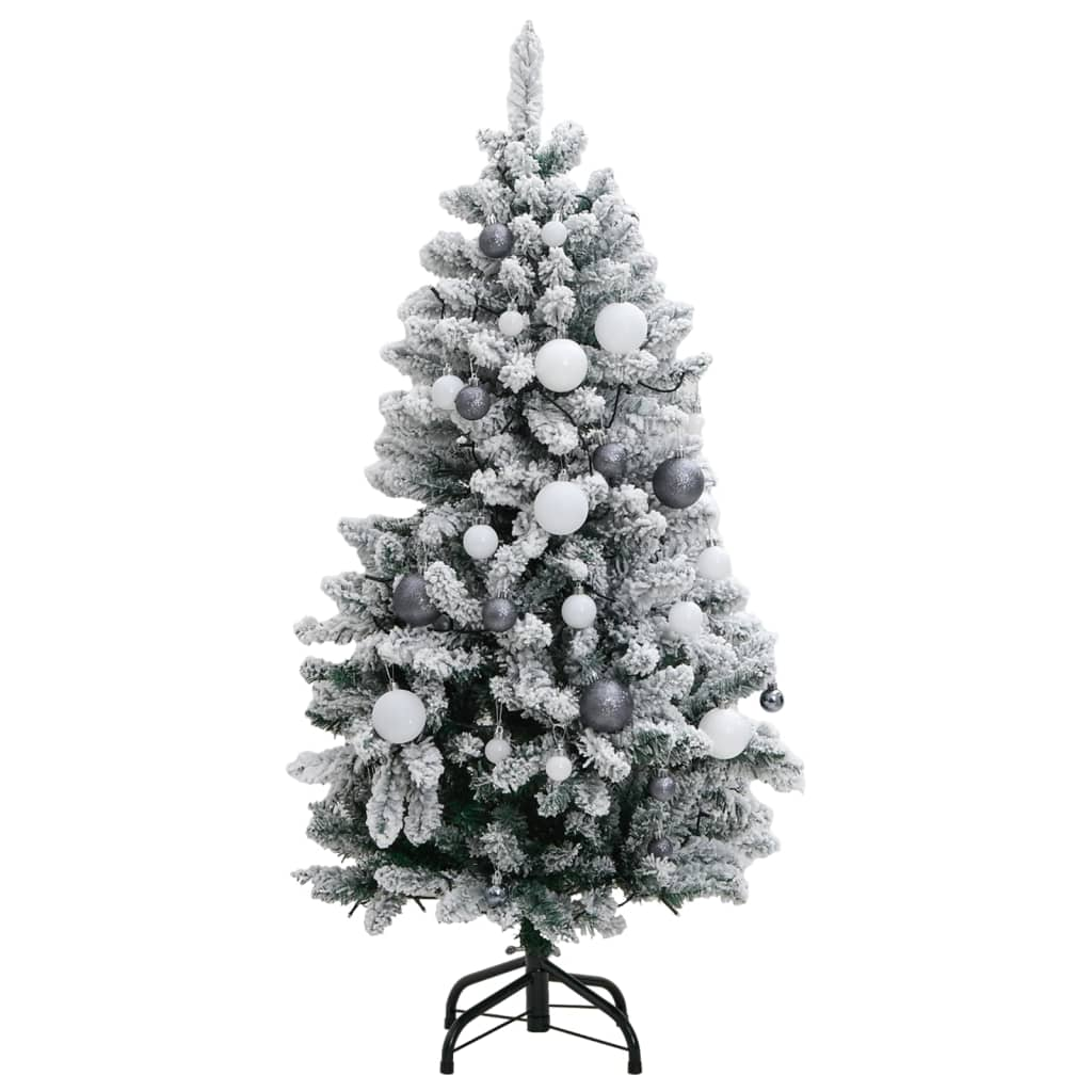 vidaXL Artificial Hinged Christmas Tree 150 LEDs & Ball Set 59.1"