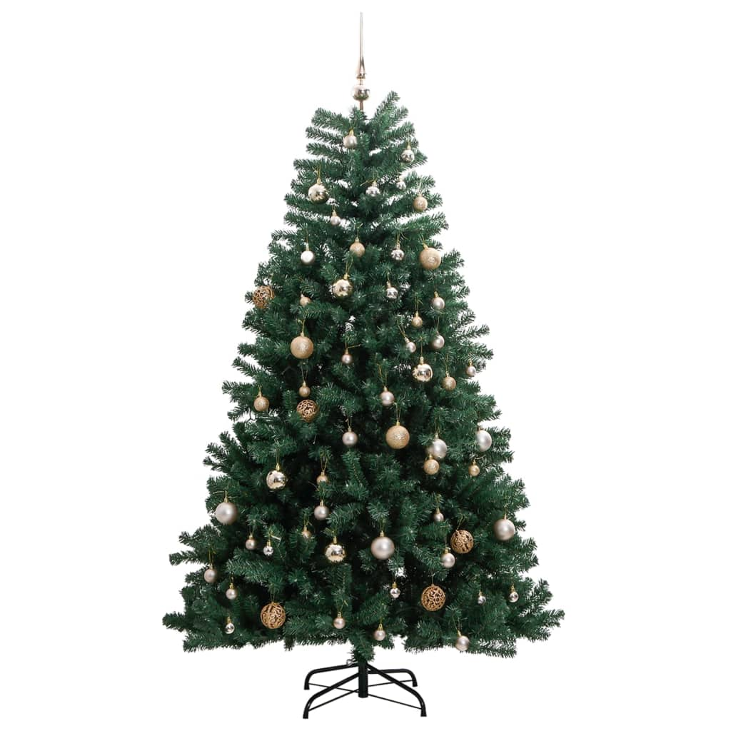 vidaXL Artificial Hinged Christmas Tree 300 LEDs & Ball Set 70.9"