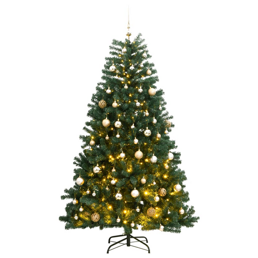 Artificial Hinged Christmas Tree 300 LEDs & Ball Set 94.5"