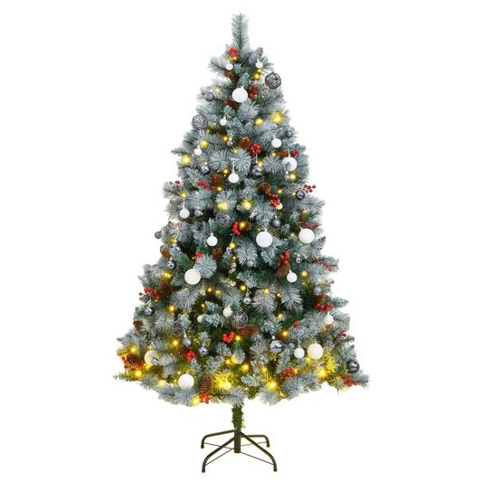 vidaXL Artificial Hinged Christmas Tree 300 LEDs & Ball Set 70.9"