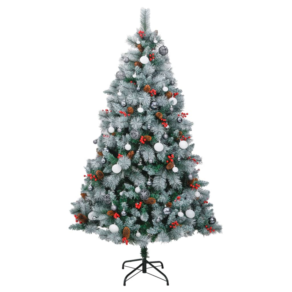 vidaXL Artificial Hinged Christmas Tree 300 LEDs & Ball Set 70.9"