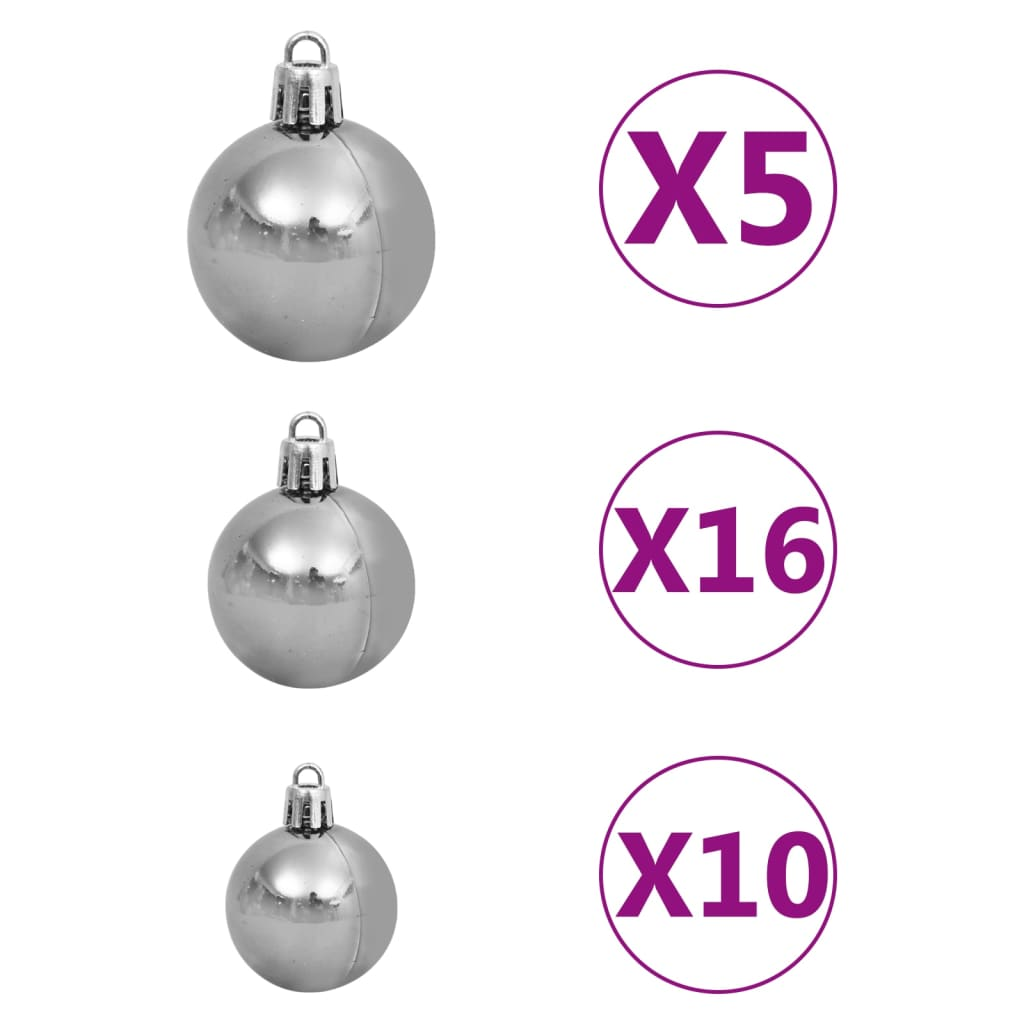 vidaXL Artificial Hinged Christmas Tree 300 LEDs & Ball Set 70.9"