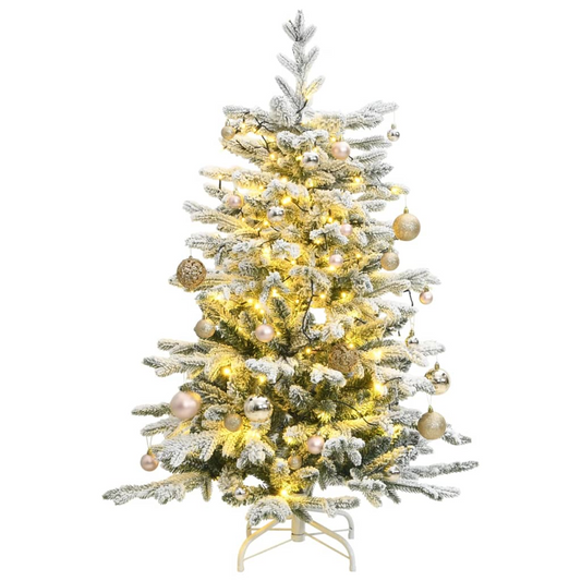 Artificial Hinged Christmas Tree 150 LEDs & Ball Set 59.1"