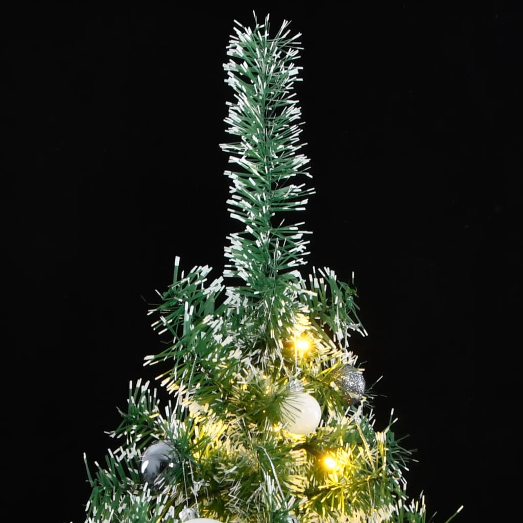 Artificial Christmas Tree 300 LEDs&Ball Set&Flocked Snow 82.7"