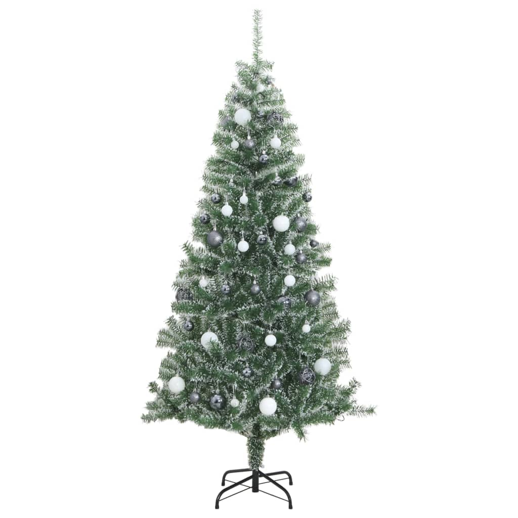 Artificial Christmas Tree 300 LEDs&Ball Set&Flocked Snow 82.7"