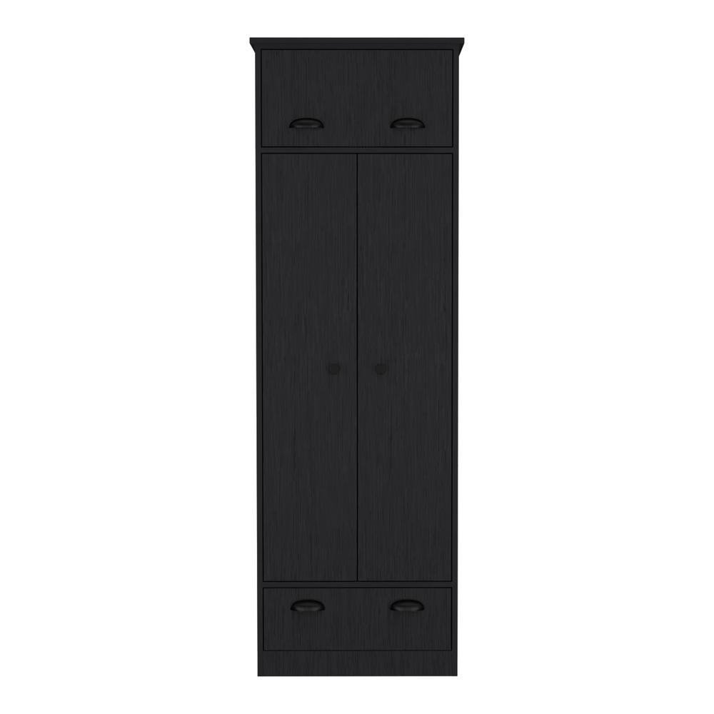 Tifton Armoire with Hinged Drawer, 2-Doors and 1-Drawer, Black