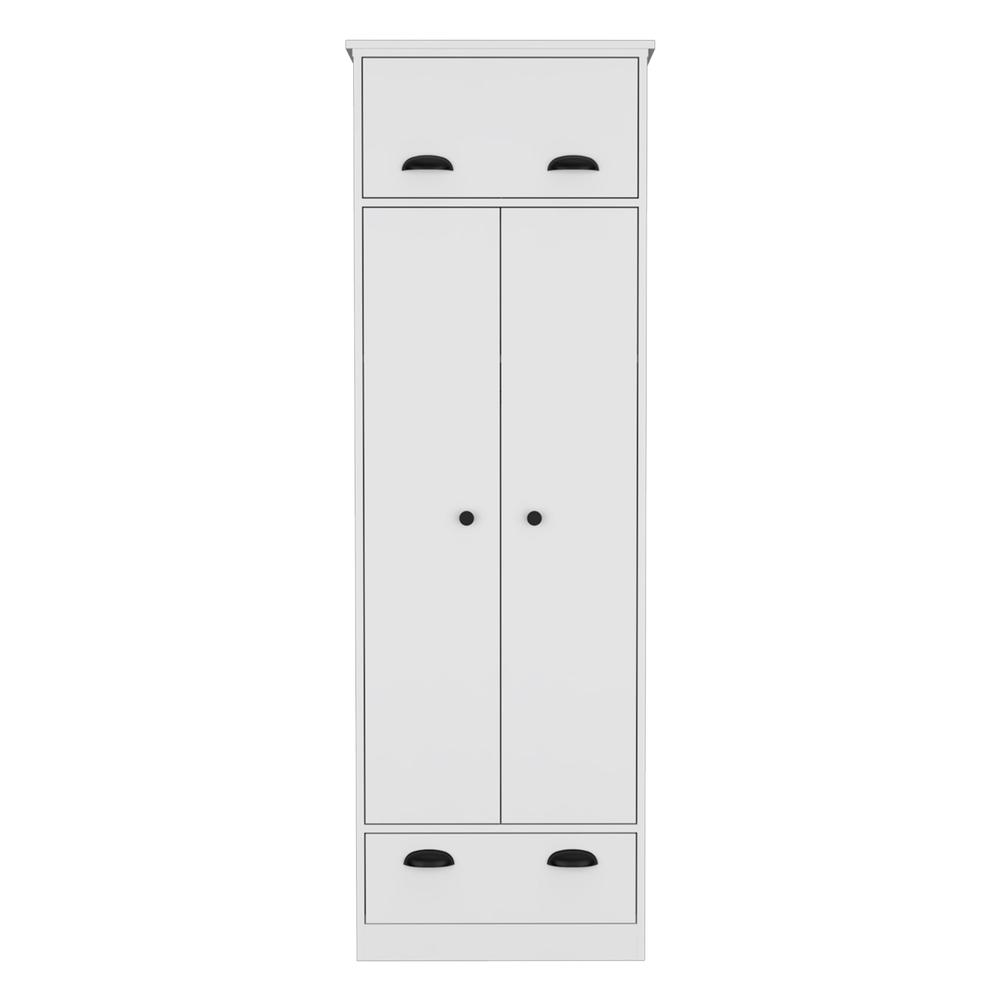 Tifton Armoire with Hinged Drawer, 2-Doors and 1-Drawer, White