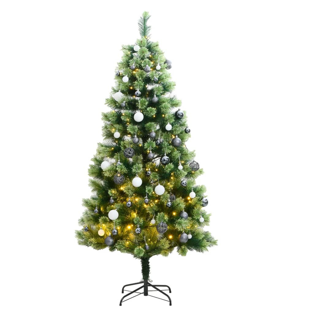 Artificial Hinged Christmas Tree 300 LEDs & Ball Set 82.7"