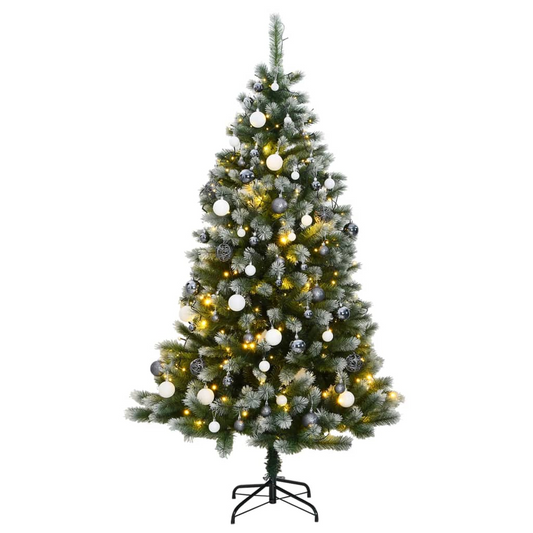 Artificial Hinged Christmas Tree 300 LEDs & Ball Set 82.7"