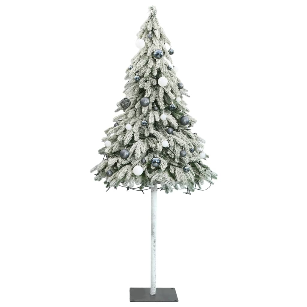 Artificial Christmas Tree 300 LEDs&Ball Set&Flocked Snow 82.7"