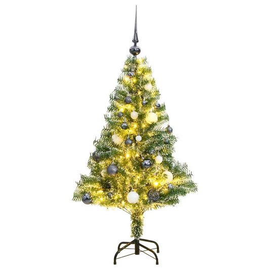 Artificial Christmas Tree 150 LEDs&Ball Set&Flocked Snow 47.2"