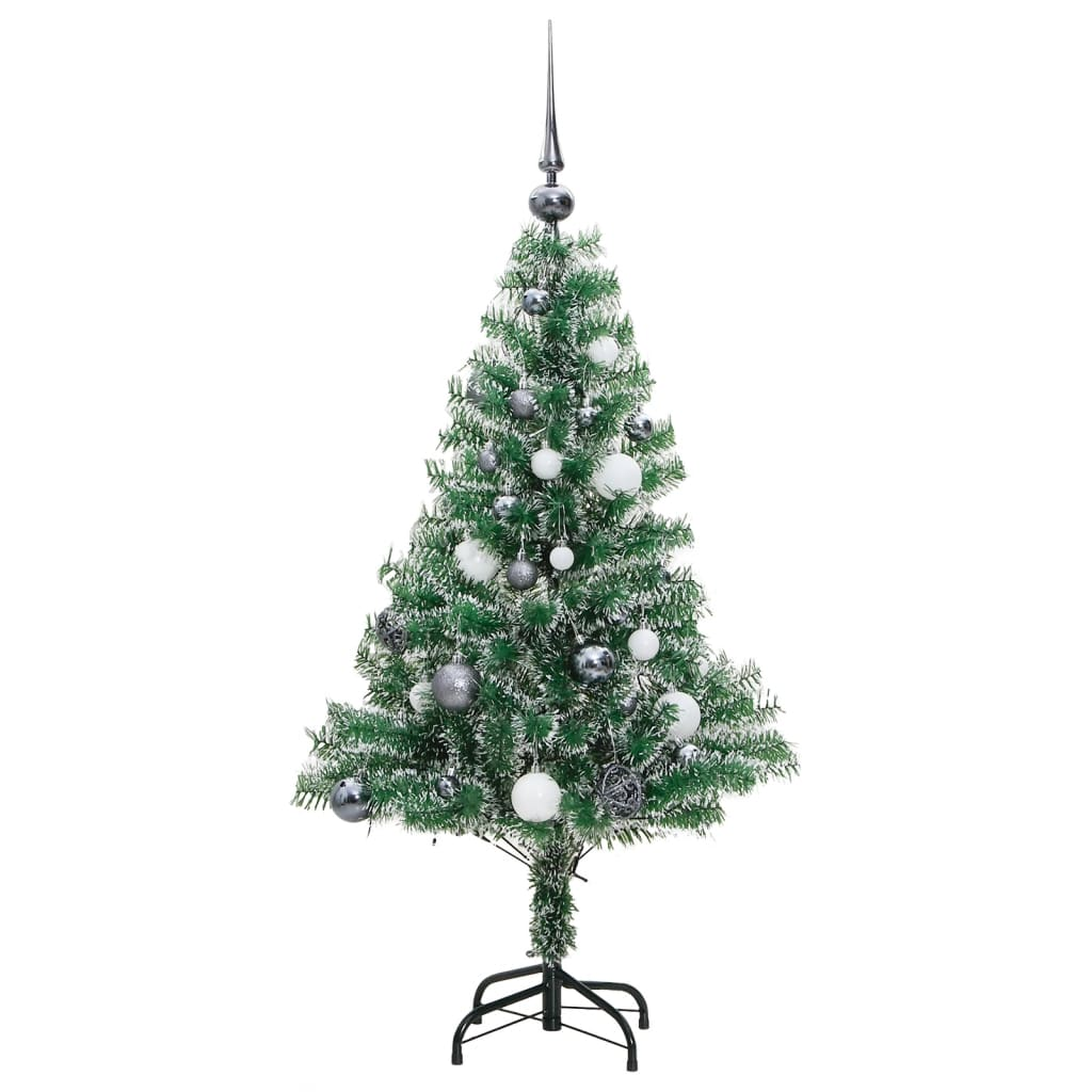 Artificial Christmas Tree 150 LEDs&Ball Set&Flocked Snow 47.2"