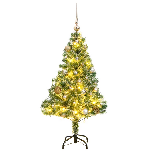 Artificial Christmas Tree 150 LEDs&Ball Set&Flocked Snow 47.2"