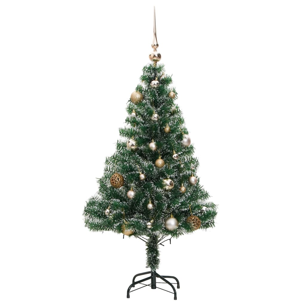 Artificial Christmas Tree 150 LEDs&Ball Set&Flocked Snow 47.2"