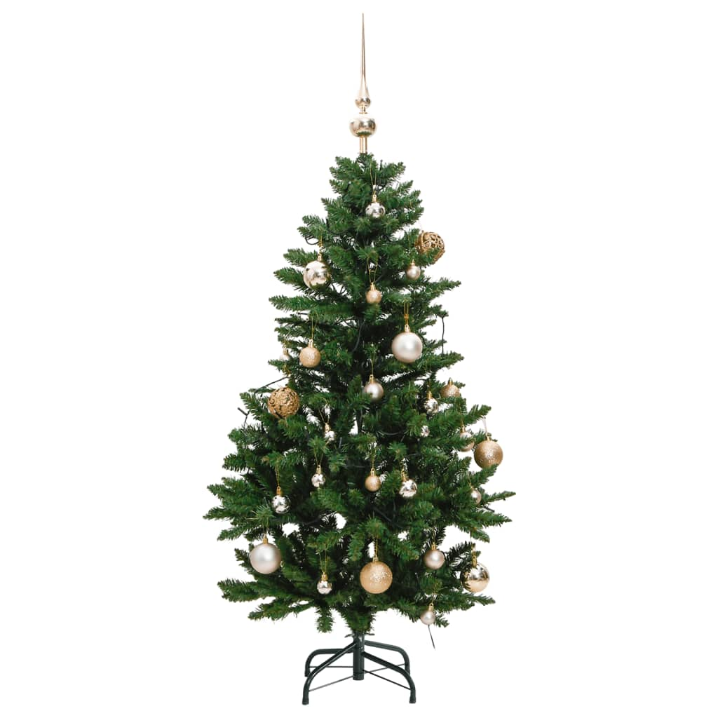 Artificial Hinged Christmas Tree 150 LEDs & Ball Set 59.1"