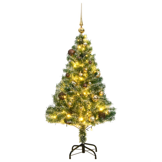 Artificial Christmas Tree 150 LEDs&Ball Set&Flocked Snow 47.2"