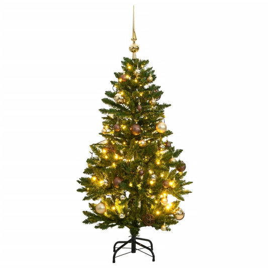 vidaXL Artificial Hinged Christmas Tree 150 LEDs & Ball Set 47.2"