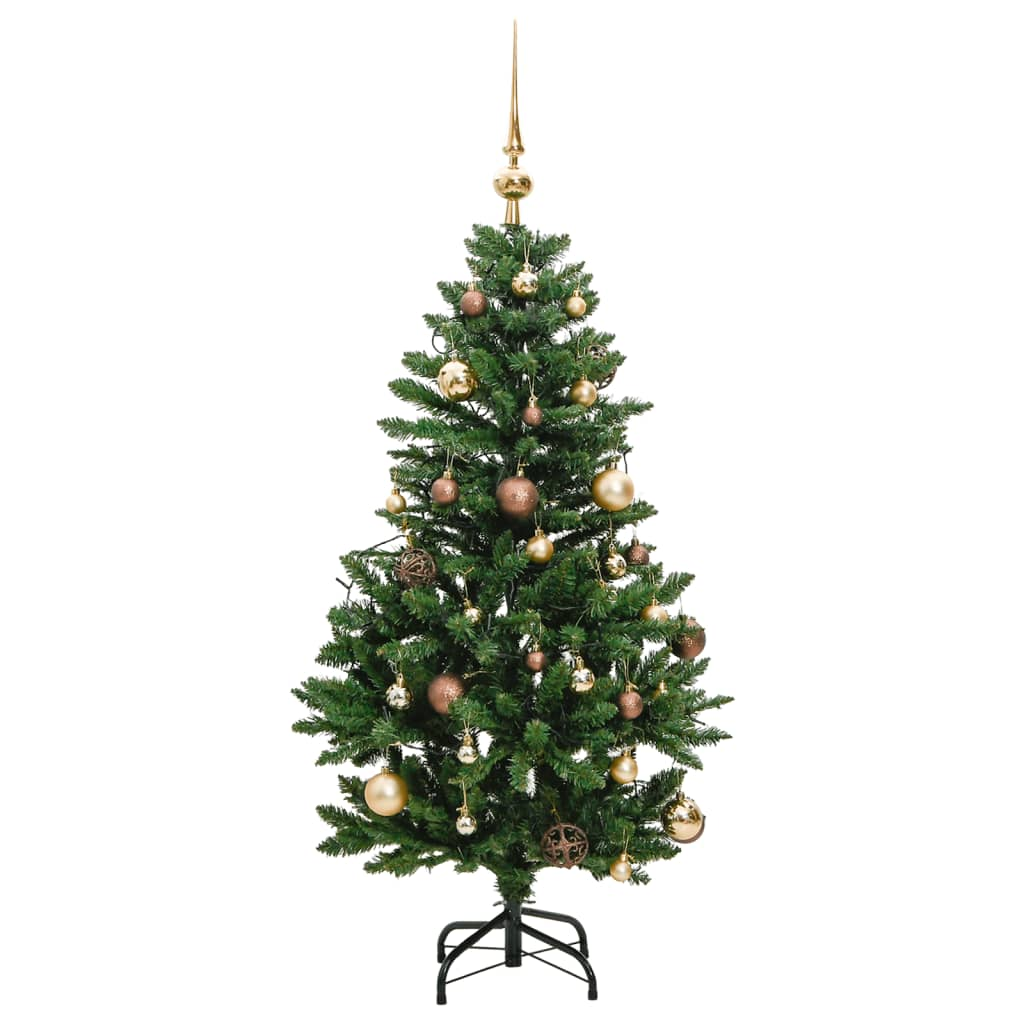 vidaXL Artificial Hinged Christmas Tree 150 LEDs & Ball Set 47.2"