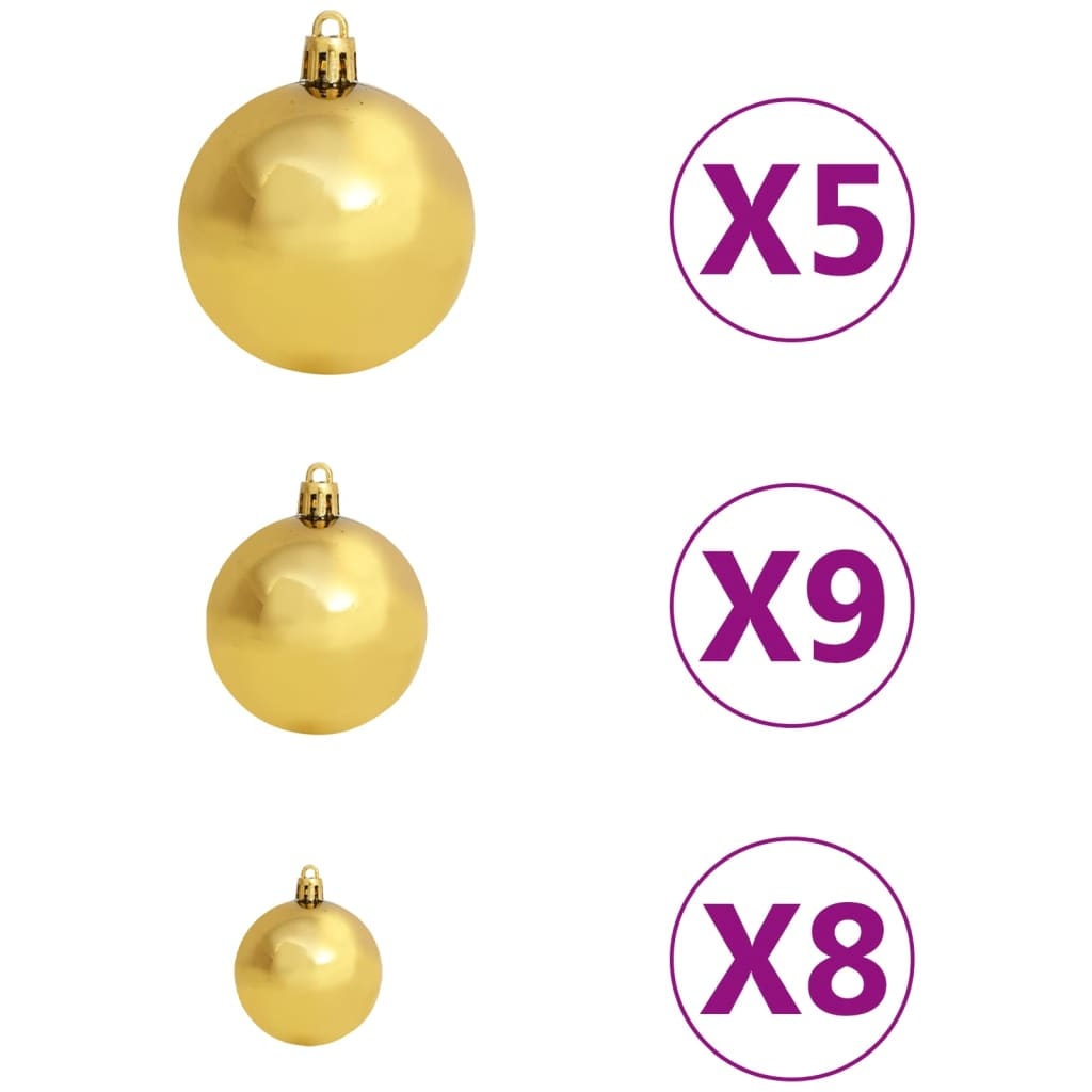 vidaXL Artificial Hinged Christmas Tree 150 LEDs & Ball Set 47.2"