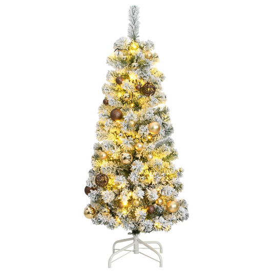 Artificial Hinged Christmas Tree 150 LEDs & Ball Set 59.1"