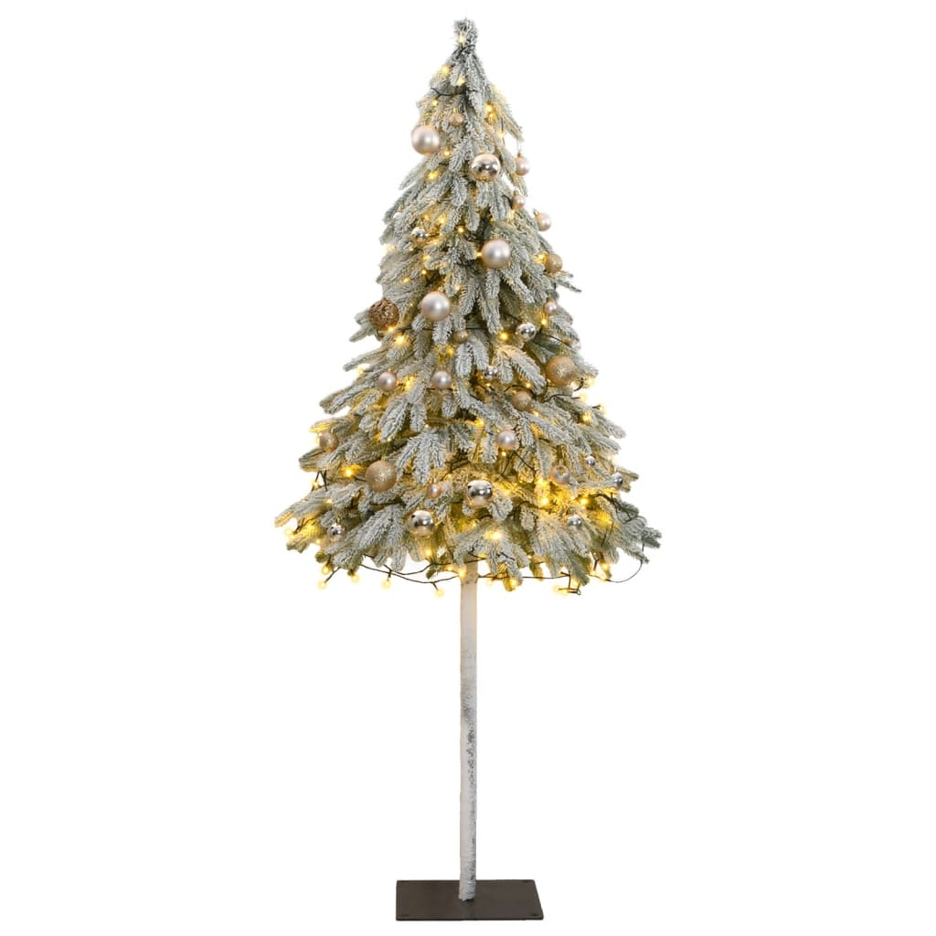 Artificial Christmas Tree 300 LEDs&Ball Set&Flocked Snow 82.7"