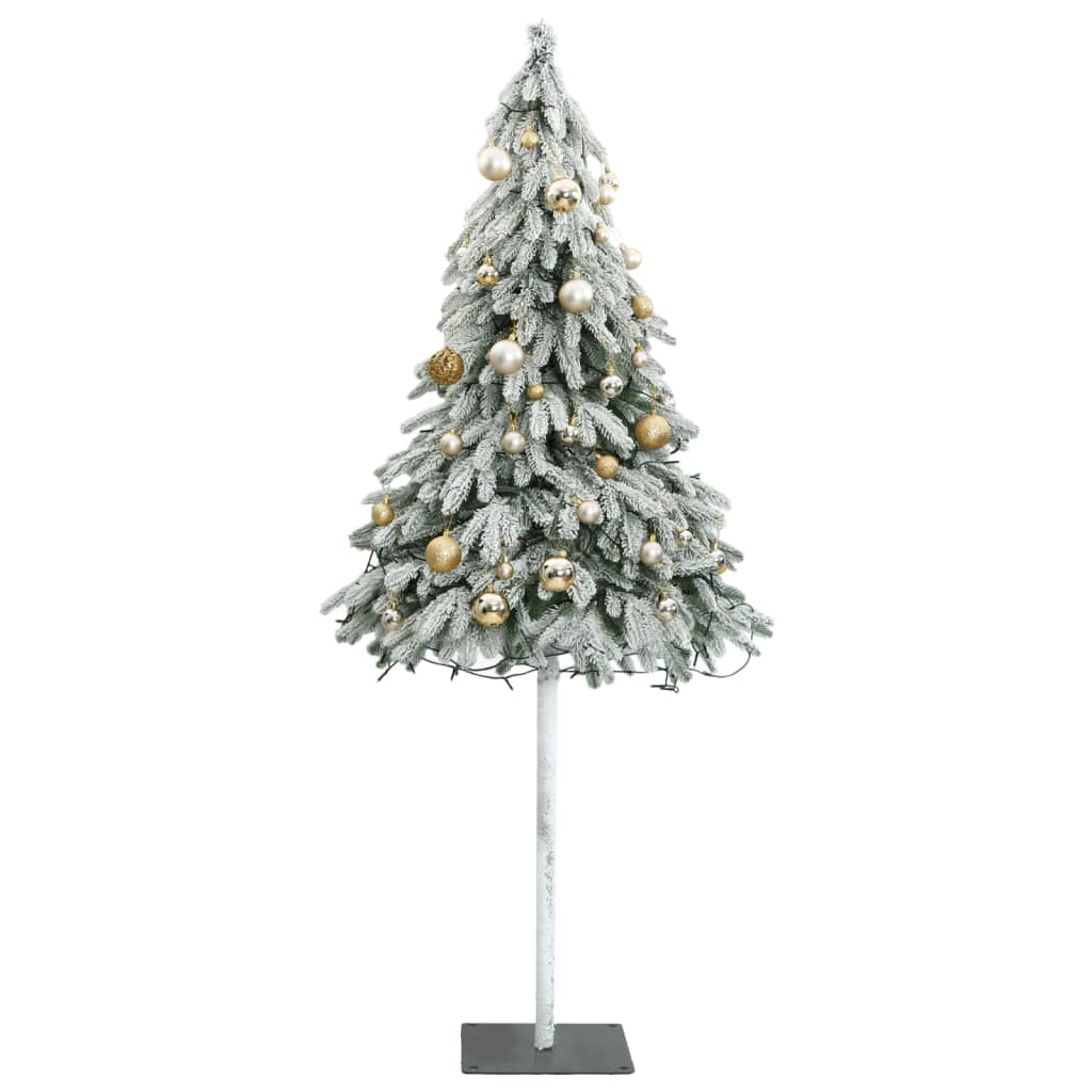 Artificial Christmas Tree 300 LEDs&Ball Set&Flocked Snow 82.7"