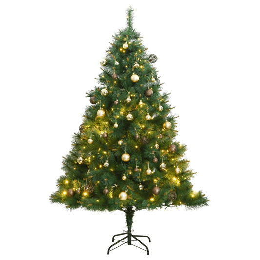 Artificial Hinged Christmas Tree 300 LEDs & Ball Set 70.9"