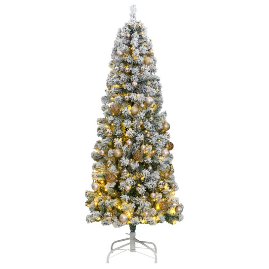 Artificial Hinged Christmas Tree 300 LEDs & Ball Set 82.7"