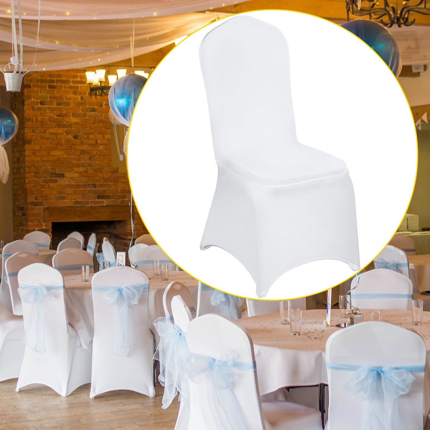 VEVOR 100 Pcs White Chair Covers Polyester Spandex Chair Cover Stretch Slipcovers for Wedding Party Dining Banquet Flat-Front Chair Covers